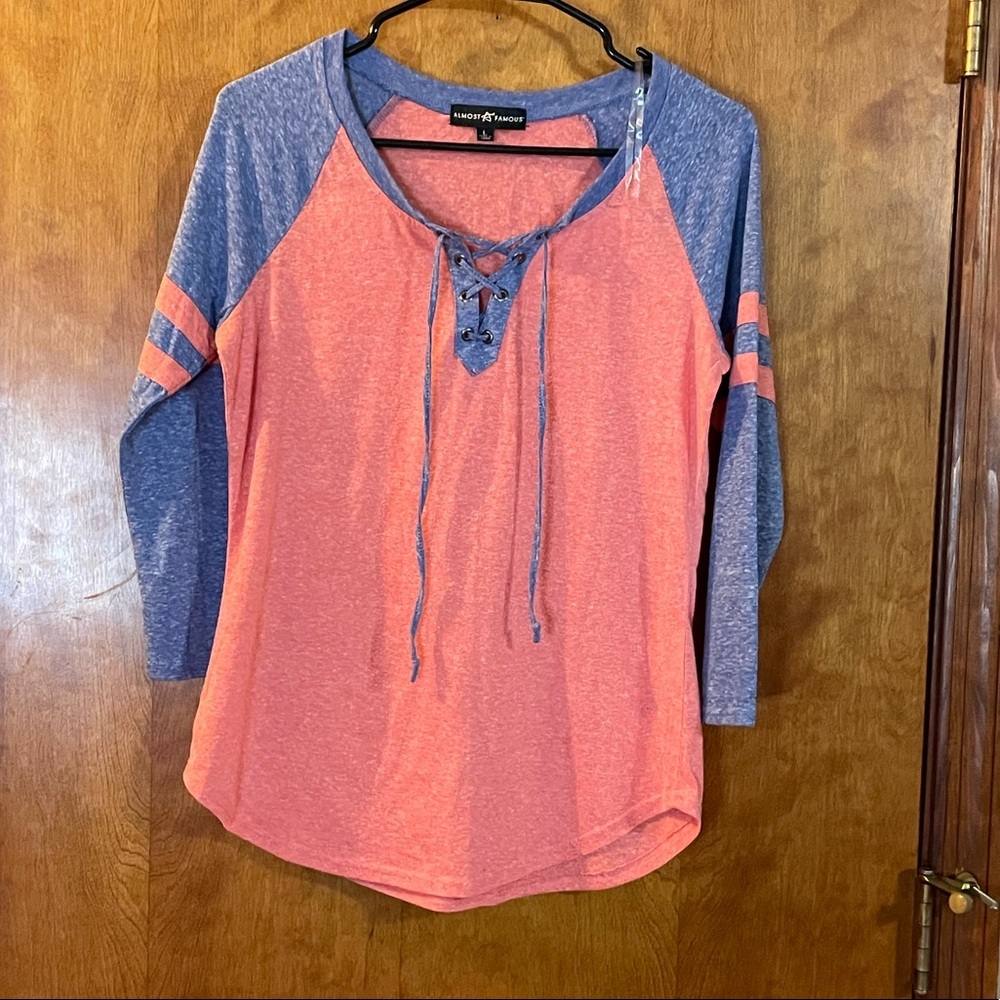 Almost Famous Lace Up Long Sleeve Tee
